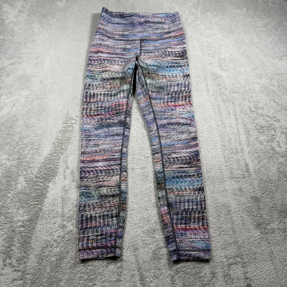 Lululemon Wunder Train High Rise Tight 25" Women 6 Digital Oasis White Multi